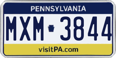 PA license plate MXM3844