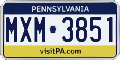 PA license plate MXM3851