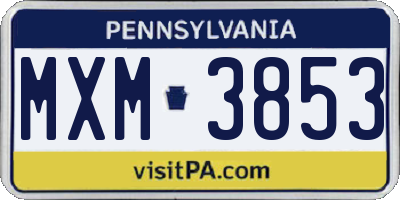 PA license plate MXM3853