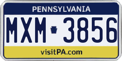 PA license plate MXM3856