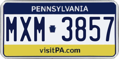 PA license plate MXM3857