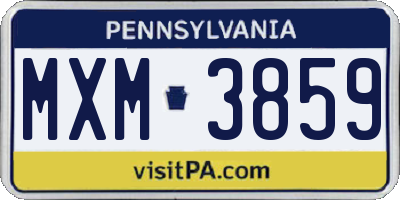 PA license plate MXM3859