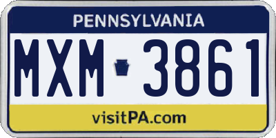 PA license plate MXM3861