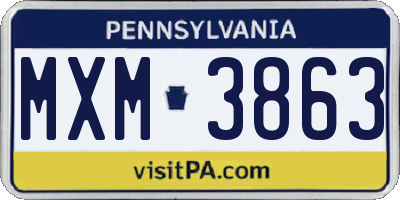 PA license plate MXM3863