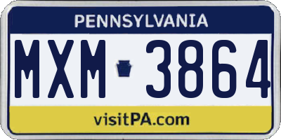 PA license plate MXM3864