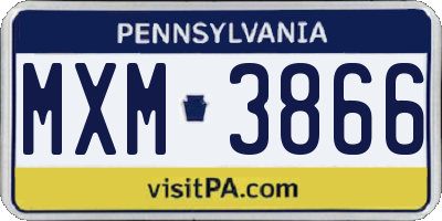 PA license plate MXM3866