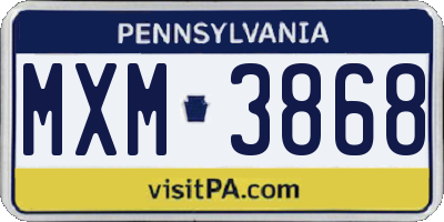 PA license plate MXM3868