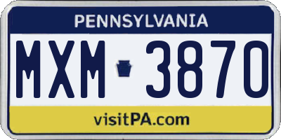 PA license plate MXM3870