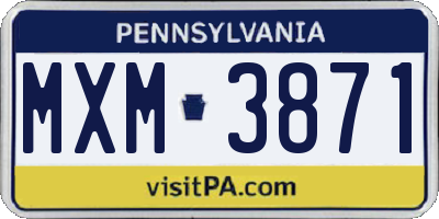 PA license plate MXM3871