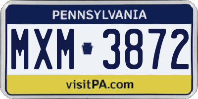 PA license plate MXM3872