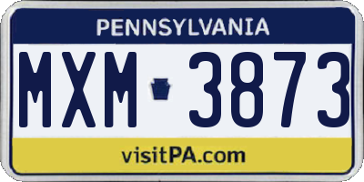 PA license plate MXM3873