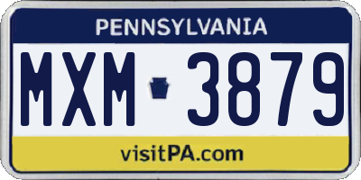 PA license plate MXM3879