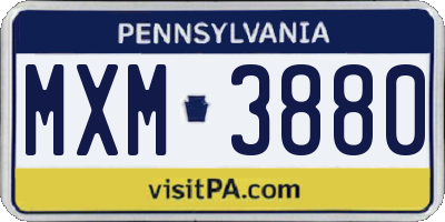 PA license plate MXM3880