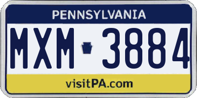 PA license plate MXM3884