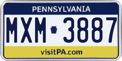 PA license plate MXM3887