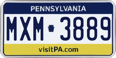 PA license plate MXM3889