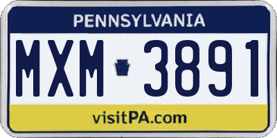 PA license plate MXM3891
