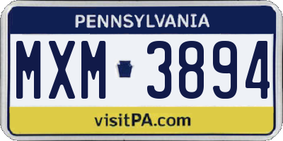 PA license plate MXM3894