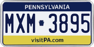 PA license plate MXM3895