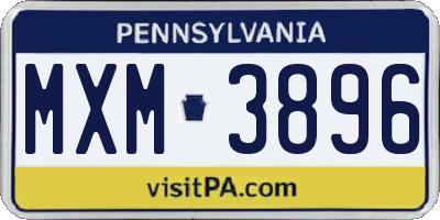 PA license plate MXM3896