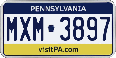 PA license plate MXM3897