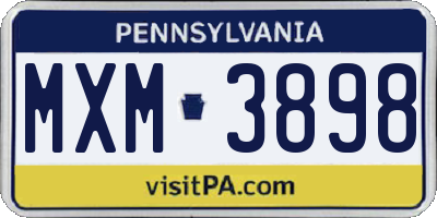 PA license plate MXM3898