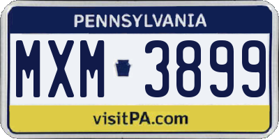 PA license plate MXM3899
