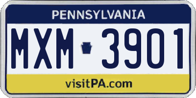 PA license plate MXM3901