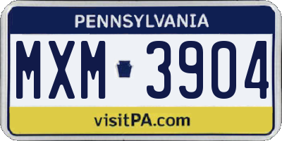 PA license plate MXM3904