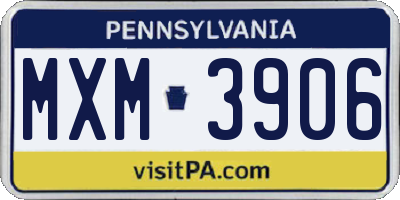 PA license plate MXM3906