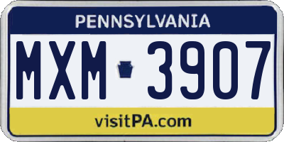 PA license plate MXM3907