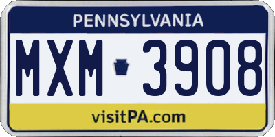PA license plate MXM3908