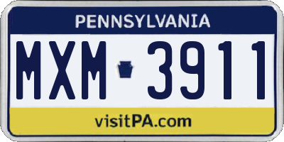 PA license plate MXM3911