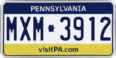PA license plate MXM3912