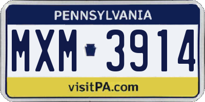 PA license plate MXM3914