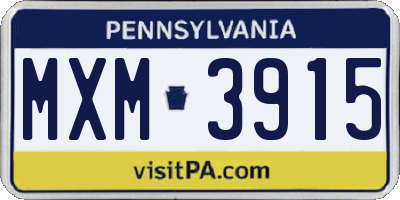 PA license plate MXM3915
