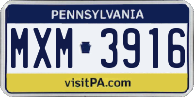 PA license plate MXM3916