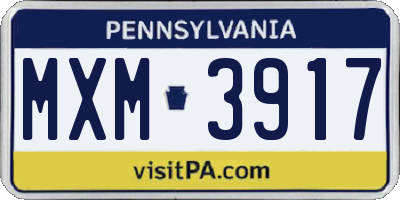 PA license plate MXM3917
