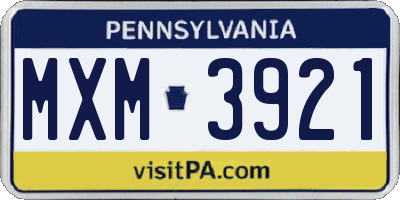 PA license plate MXM3921
