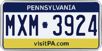 PA license plate MXM3924