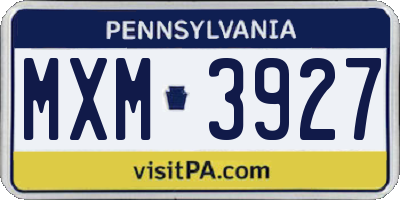 PA license plate MXM3927