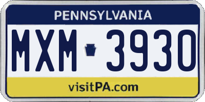 PA license plate MXM3930