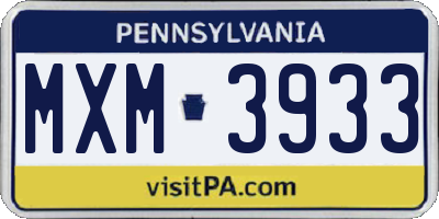 PA license plate MXM3933