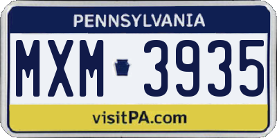 PA license plate MXM3935