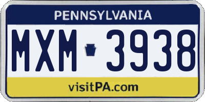 PA license plate MXM3938