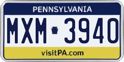 PA license plate MXM3940