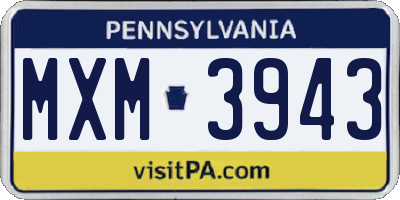 PA license plate MXM3943