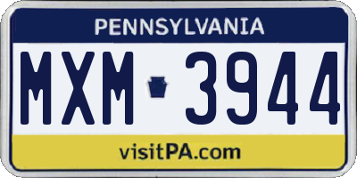 PA license plate MXM3944