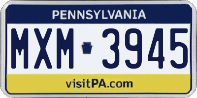 PA license plate MXM3945