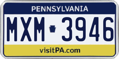 PA license plate MXM3946